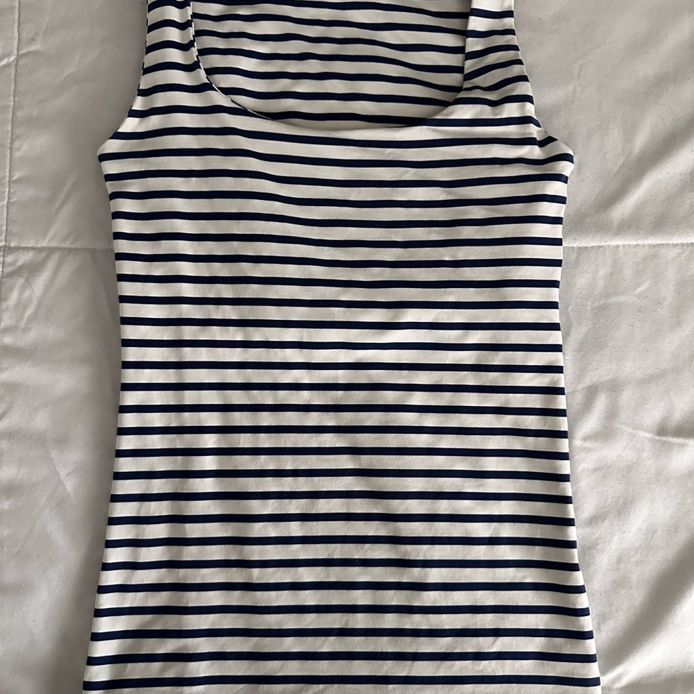 Striped Sleeveless Top - Navy and White